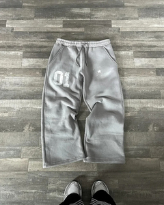 Custom Pink Distressed Vintage Sweatpants Men Graphic Print Wide Leg Joggers Casual Streetwear Loose Fit Comfortable Pants OEM - Product Image 5