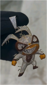 Collar con Colgante de Diseño Personalizado, Estilo Hip Hop, con Incrustaciones de Diamantes de Imitación, Diseño de Dibujos Animados de Lujo, Plata 925, Blanco y Negro, Moissanita VVS, Colgante 3D - Product Image 5