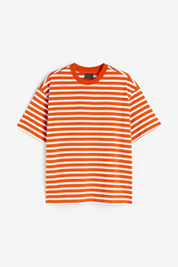 Custom Orange <b>White</b> Striped T Shirt Mens Cotton Oversized <b>Tee</b> Casual Summer Loose Fit Horizontal Stripe Streetwear Fashion Top - Product Image 5