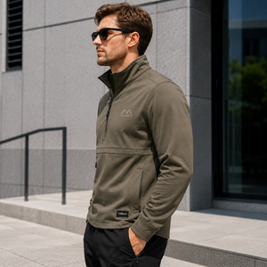 <b>Men's</b> Winter Windproof Softshell <b>Pullover</b> Water Resistant Tactical Jacket Outdoor Hiking Workwear Quarter Zip Jacket - Product Image 4