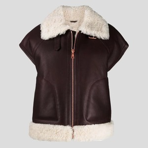 Chaleco de Piel de Oveja para Mujer, Chaleco de Invierno de Cuero Genuino - Product Image 1