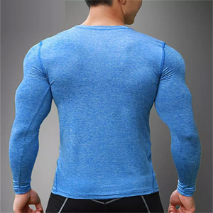 Logo personnalisé Rash Guard à manches longues pour hommes Gym Fitness Musculation Workout Compression Shirt Vêtements en gros - Product Image 4