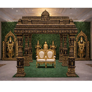 Mandapam Tradicional del Sur de la India, Decoración Muhurtham, Mandapam de Boda Estilo Templo, Acabado Dorado Antiguo, Mandapam Manavarai, EE. UU. - Product Image 1