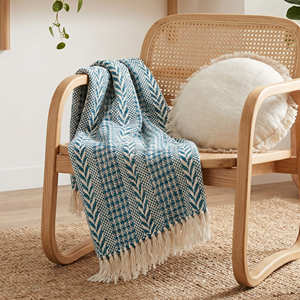 Plaid décoratif en coton tissé Chevron vert menthe de qualité supérieure pour canapé, textile de maison moderne B2B - Product Image 6