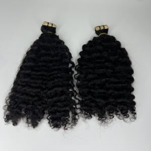 Hot Style 100% brut non transformé Style chaud cheveux bruts noir birman Curl Tape Ins Double Drawn Bundles de Qhair - Product Image 3