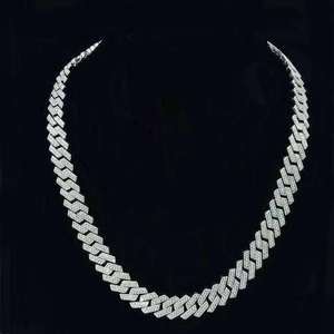 Cadena Cubana de Moissanita VVS1 para Hombre, Joyería Fina Vintage de Plata de Ley 925 Bañada en Oro Blanco de 14K, Venta al por Mayor - Product Image 1