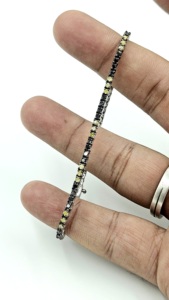 Bracelet de tennis de luxe en diamants noirs, plaqué or jaune et noir, argent sterling, pour femmes, mariages, fêtes, cadeaux - Product Image 3
