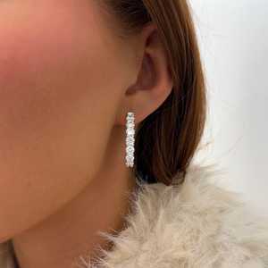 Lab Grown Diamond Huggie <b>Hoop</b> <b>Earrings</b> Prong Set Classic Style Fine Jewelry Bulk Order Custom 14k 18k <b>Solid</b> Gold Wholesale - Product Image 2