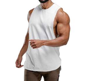 Summer Fashion Solid Color Round Neck <b>Vest</b> Men's Workout Tank Tops Running Tank Tops Gym Wear Men's with screen printing logo - Product Image 6