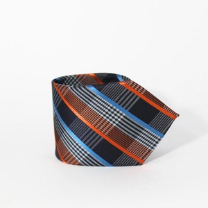 Corbata clásica a rayas para hombre con patrones naranja, azul y gris para uso diario, 100% poliéster, impresión por transferencia de calor. - Product Image 5