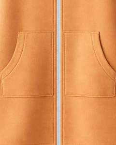 Sudadera con capucha larga con cremallera color tostado para mujer, abrigo de invierno de forro polar, sudadera informal extragrande con bolsillos, OEM personalizado - Product Image 6