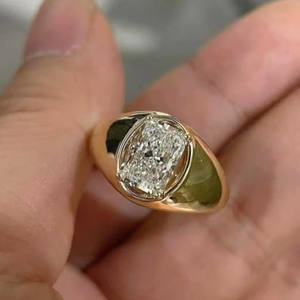 Anillo de compromiso de moissanita de corte radiante de 3.31 quilates con engaste Gypsy Dome, chapado en rodio, plata 925, solitario de 4 garras, para aniversario de bodas - Product Image 2