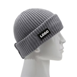 Unisex Knit <b>Winter</b> Beanie Balaclava Hat With Logo Patch Gray Ribbed Design Outdoor Wear 56-58CM Adult Size - Product Image 6