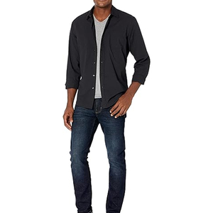 Chemise habillée formelle à manches longues pour homme, 100 % coton sergé respirant, service OEM pour bureau et affaires - Product Image 2