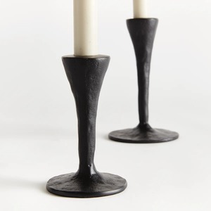Magnifique ensemble de 2 bougeoirs en aluminium noir, élégant support à bougies, centre de table pour la décoration de la maison, mariage, à bas prix - Product Image 5