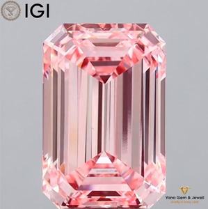 เพชรสีชมพูสดใส ระดับความสะอาด VS1 ผลิตด้วยวิธี CVD รูปทรงมรกต 3.00 กะรัต ได้รับการรับรองจาก IGI สำหรับใช้เป็นจี้ - Product Image 1