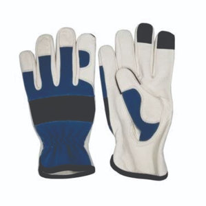 Gants de sécurité en cuir blancs, bleus, noirs, avec bouts des doigts antidérapants, résistance à l'abrasion, poignet élastique, résistance aux chocs, usage général - Product Image 4