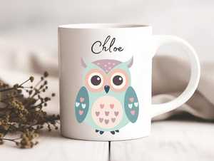 แก้วกาแฟเซรามิกสีขาวขนาด 11 ออนซ์ น่ารัก ลายพิมพ์แบบซับลิเมชั่น พร้อมชื่อสั่งทำ ลายรูปนกฮูก ใช้กับเครื่องล้างจานได้ เหมาะสำหรับใช้ที่บ้าน ที่ทำงาน หรือเป็นของขวัญ - Product Image 1