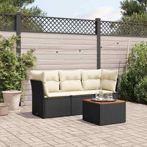Modular Black PE Rattan Garden <b>Sofa</b> <b>Set</b> With High Density Foam Cushions Outdoor Furniture Contemporary Design - Product Image 1