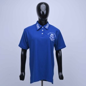 Qualité supérieure avec logo personnalisé, fabrication de polos de rugby bleus à col court, 3 boutons sur le devant avec broderie, t-shirts pour femmes - Product Image 1