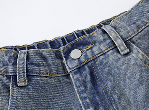 Shorts de Mezclilla Unisex con Estampado de Perro Bordado, Estilo Urbano, Pierna Ancha, Lavados, con Logotipo Personalizado, Venta al Por Mayor OEM B2B - Product Image 5