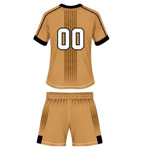 Conjunto de Rugby Marrón Dorado y Negro, Jersey de Manga Corta con Cuello Redondo y Pantalones Cortos a Juego, Uniforme Deportivo Transpirable para Entrenamiento de Equipo - Product Image 2