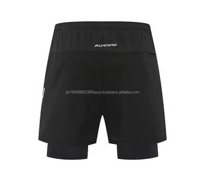 กางเกงขาสั้นกีฬาแบบลำลอง2 in 1สำหรับผู้ชายกางเกงขาสั้นเล่นกีฬาแห้งเร็วความยาวกลางธรรมดาโลโก้ได้ตามต้องการ - Product Image 6
