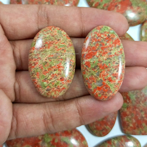 Wholesale Natural Unakite Cabochon Flat Back Green Red Gemstones Crystals Minerals Bulk Wholesale Supplier - Product Image 1