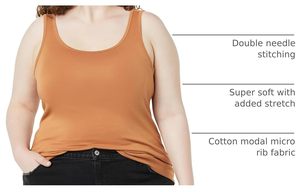 Women's Trendy Regular Tank <b>Top</b> O-Neck Stretch Ribbed Vest Breathable Eco-Friendly Spandex/Cotton Casual <b>Sleeveless</b> Shirt <b>Summer</b> - Product Image 6