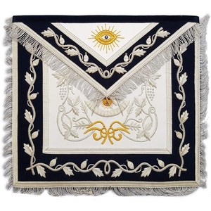 Delantal Masónico Past Master Blue Lodge con Bordado a Mano en Plata y Oro, Delantal Ceremonial de Primera Calidad - Product Image 1