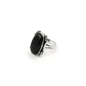 Anillo de Ónix Negro Intenso con Corte Cojín, Chapado en Plata, Hecho a Mano, Estilo Bohemio, Geométrico, para Mujer, Sin Níquel - Product Image 3