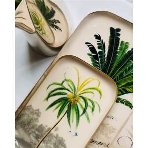 Bandeja Redonda de Metal Esmaltada con Diseño de Jungla Tropical y Aves Exóticas para Servir, Decorativa, para Hogar, Hotel, Bar, Venta al por Mayor - Product Image 3