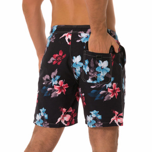 Shorts de Playa para Hombre con Estampado Floral, Secado Rápido, Cintura con Cordón, Estilo Casual con Bolsillos, Corte Medio - Product Image 2