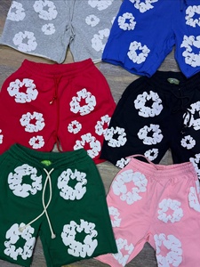 Custom Heavyweight All Over Puff Print Floral Wreath shorts Mens Vintage French Terry Shorts - Product Image 1