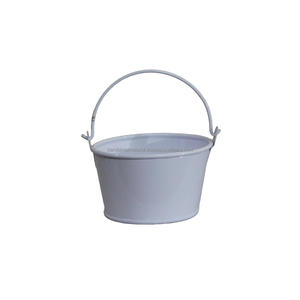 Seau rond en fer avec poignée et couleur blanche finie pour jardin Seau en métal avec poignée pour de nombreux usages - Product Image 1