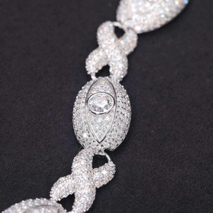 Pulsera de eslabones de lujo con moissanita VVS, estilo Hip Hop, de plata de ley 925, con incrustaciones de moissanita, que pasa la prueba del diamante, para hombre - Product Image 2