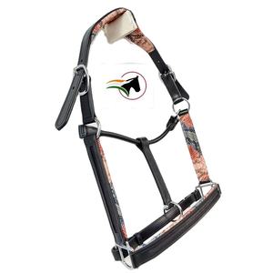 Licou de cheval en cuir équestre de haute qualité avec conception de pièce de joue de nez de canal vide de luxe rembourrage imprimé serpent personnalisable - Product Image 1