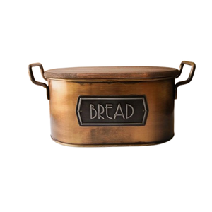 Large Capacity Brown Color Farmhouse Bread <b>Box</b> for Kitchen Countertop Wooden Lid Medium Size Bread Storage Container - Product Image 3