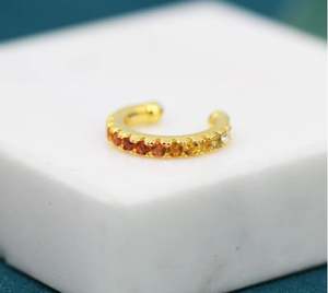 Manchette d'oreille dégradée en argent sterling, manchette d'oreille ombrée, boucles d'oreilles minimalistes sans perçage, manchette d'oreille simple - Product Image 3