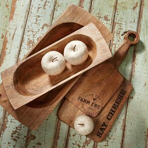 Dough Bowl <b>Set</b> Rustic Wooden <b>Serving</b> & Decorative Bowl <b>Set</b> for Home Décor - Product Image 6