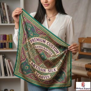 Foulard carré moderne imprimé sur mesure effet soie, châle de mode, fabricant et fournisseur de textiles OEM ODM à marque privée - Product Image 6