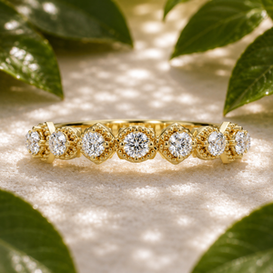 แหวนแต่งงานทองคำขาว 14K แบบวินเทจ ประดับเพชรแล็บโกรว์ทรงกลม แหวนครบรอบสำหรับผู้หญิง เครื่องประดับชั้นดี - Product Image 1