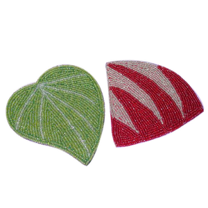 Traditional Artisan Craft <b>Beaded</b> Glass <b>Coasters</b> with Non-Slip Base for Coffee Table Mats & Pads - Product Image 4