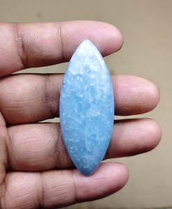 Piedra de Cuarzo Natural Azul Claro con Destellos Blancos, Pulida, Corte Marquesa, Gema Suelta para Joyería, Alba Gems - Product Image 4