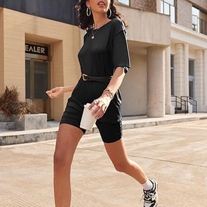 Conjunto de Dos Piezas de Moda para Mujer, Camiseta Holgada y Pantalones Cortos de Ciclismo, Venta al Por Mayor - Product Image 5