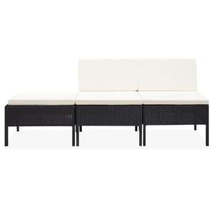 Ensemble de salon de jardin modulaire moyen en rotin PE noir, mobilier d'extérieur élégant - Product Image 2