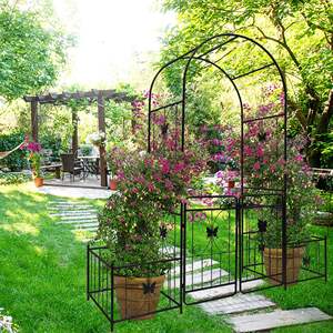 79.5 ''largo X 86.6'' alto esterno in metallo nero arco da giardino con cancello rampicante piante supporto rosa traliccio & cancello - Product Image 4