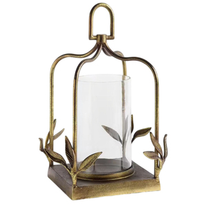 Lanterne suspendue artisanale en laiton et verre, finition dorée, porte-bougie décoratif géométrique, lampe Diya pour la décoration de la maison - Product Image 6