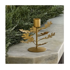 Antique <b>Brass</b> Botanical Candle Holder Textured Foliage Taper Stand Elegant Metal Acorn Oak Leaf <b>Candlestick</b> Holiday Table Decor - Product Image 3