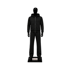Conjunto de chándal liso negro para hombre: Sudadera con capucha de cremallera completa y pantalones deportivos de pierna recta. Ropa deportiva informal. Traje de jogging personalizado al por mayor. - Product Image 1